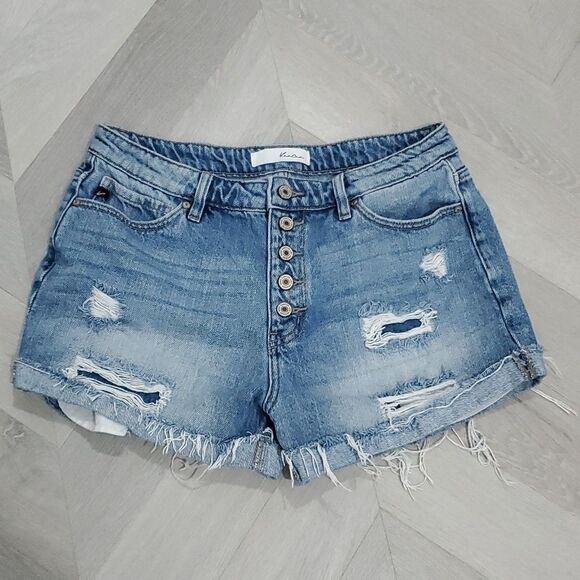 Kancan Lorraine Ultra high Rise Distressed Buttonfly Denim Shorts. Size 11/29 - Picture 1 of 6